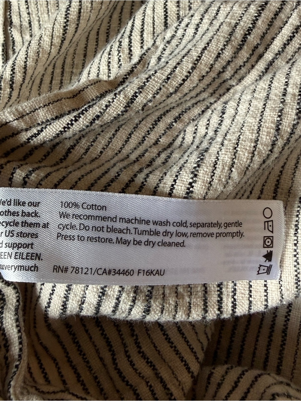 Eileen Fisher Natural Black Striped Cotton Open Front Jacket S M Oversized - Picture 13 of 13